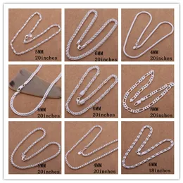 Las órdenes mezcladas platearon la joyería de moda del collar de cadena de la plata esterlina 925 para los hombres Envío libre de la calidad superior 9pcs / lot