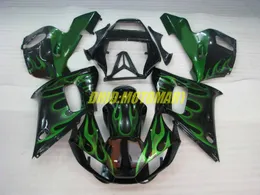 Zestaw wentylatorski dla Yamaha YZF R6 98 99 00 01 02 YZFR6 YZF600 1998 1999 2002 Green Flames Black Fairings Set + 7gifts YF28