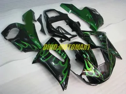 Zestaw do obróbki motocykli dla Yamaha YZFR6 98 99 00 01 02 YZF R6 1998 2002 YZF600 Green Flames Black Fairings Set + Gifts YG10