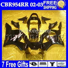 Factory black 7gifts For HONDA CBR954RR CBR900RR 02 03 MH6729 Free Customized CBR CBR900 900RR 954 954RR CBR954 RR Gloss 2002 2003 Fairing