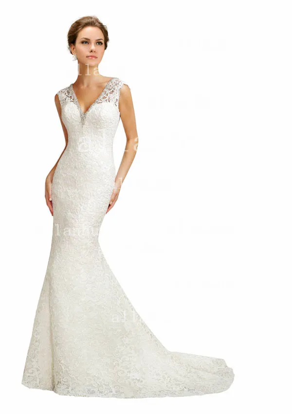 kim k mermaid wedding dress fitted lace wedding dress Kim Kardashian Crew Neck Lace Sheer Sleeve Mermaid Wedding Dress