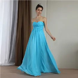 Fashion Cheap A-Line Sweetheart Sleeveless Ruffle Floor Length Evening Dresses Prom Dresses Chiffon