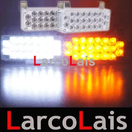 LarcoLais blanc ambre 2x22 LED flash stroboscopique avertissement EMS voiture camion lumière clignotant pompiers lumières 2 x 22 LLSL