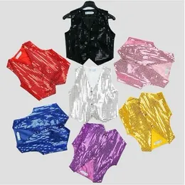 5 pcs Kids Boys Girls Children sequined vest costumes performance clothing