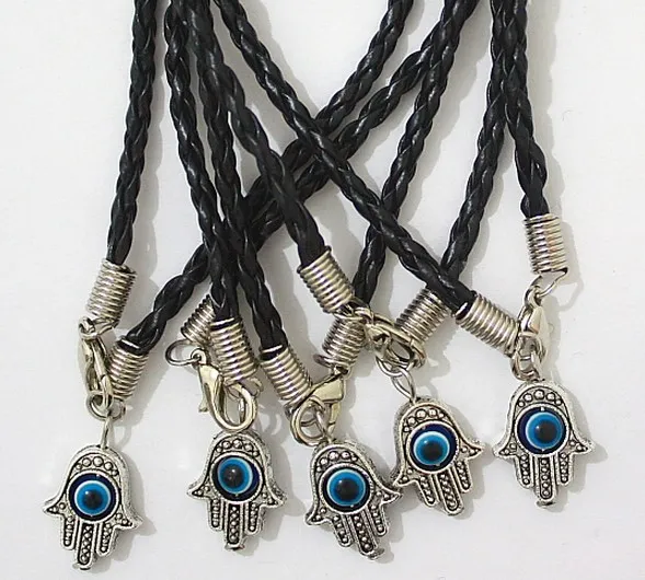 100 Fatima Hand Evil Eye Charm Lucky Blue Eye Bracelet DIY Jewelry Gift ...