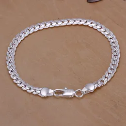Bracelets pour hommes 5mm 20cm en argent sterling 925 avec bracelets H199
