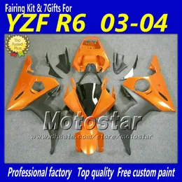 ABS naranja negro motocicletas carenados para YAMAHA YZF-R6 03 04 YZFR6 2003 2004 YZF R6 YZF600 kit de carenado de trabajo de cuerpo de plástico por19