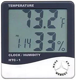 200pcs/lot Digital LCD Thermometer Temperature Humidity Meter with Clock Calendar Alarm HTC-1