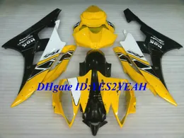 Top-rated Injection Mold Fairing Kit för Yamaha YZFR6 06 07 YZF R6 2006 2007 YZF600 ABS Cool Yellow Black Fairings Set + Gifts YQ14