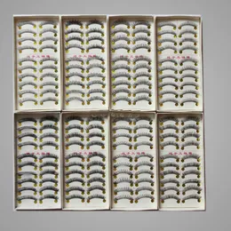 10 kutu = 100 çift / grup Sıcak satış Uzun Doğal Yanlış El Yapımı Kirpik kirpik Makyaj Uzatma kirpikleri (her kutuda 10 çift aynı tarzı)