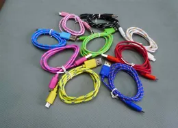 1M 3FT Fabric braided wire Micro USB Data Cable for HTC Sumsung S3 S4 cloth Woven Fiber Knitted Nylon 1000pcs/lot
