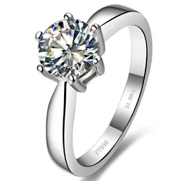 1 CT Rodada cortar prata esterlina anel de diamante sintético branco 18k diamante ouro ajuste anel de montagem semi mulheres engajamento anel de casamento