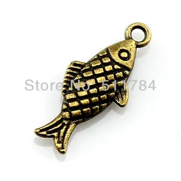 200pcs/lot 2 color 20*8mm vintage antique silver, antique bronze plated fish charms