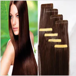 ELIBESS Wholesale - 14" - 26" 100% Human PU EMY Tape Skin Hair Extensions straight 2.5g/pcs 40pcs&100g/set #4 medium brown