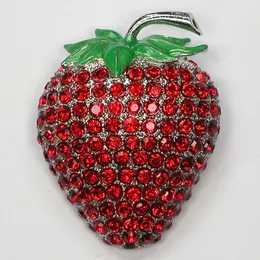 Venta al por mayor de cristal rojo Rhinestone enorme grandes fresas broche moda broches joyas regalo accesorios C528