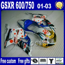 鈴木K1フェアリング2001-2003 GSX-R600 GSX-R750 01 02 03 GSXR600 / 750ブルーホワイトフェアリングキットUY86 +シートカウル