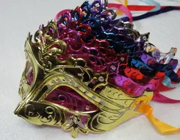 Mens Woman Mask Halloween Masquerade Masks Mardi Gras Venetian Dance Party Face Gold Shining Plated Mask 6 Färger