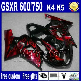 スズキGSXR 600 750 2004 2005赤い炎ハイグレードフェアリングボディキットK4 GSX-R 600/750 04 05 FB73