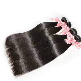 Greatremy® 100% brasilianska Virgin Hair Buntles Silky Rak Mix Längd 3st / Många Hairweaves Hårförlängningar Naturfärg