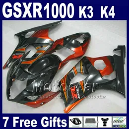 هدية لـ SUZUKI GSXR 1000 K3 2003 2004 البرتقالي الأسود هدية fairing GSXR1000 03 04 GSX R1000 US81