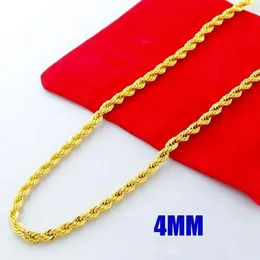 Самые популярные мужская мода новый стиль ожерелье 24 к позолоченные 4 мм твист веревку цепи ожерелье 20"/22 "/ 24 " горячая Бесплатная доставка 1 шт.