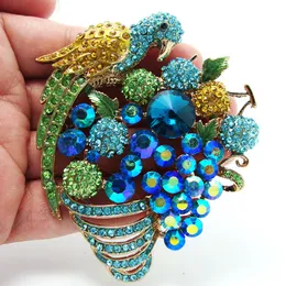 الجملة-فريد الأزياء الأزرق الببغاء الفاكهة مجموعة مجوهرات كريستال الاصطناعي ، حجر الراين دبابيس