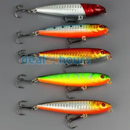 도매 - 부지 50pcs 태클 낚시 Topwater 떠 다니는 연필 유혹 후크 크랭크 baits 9g 80mm 3.14 "무료 배송