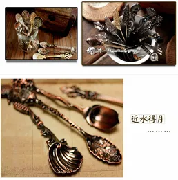 2014 New Vintage style royal fashion carved flower bar and teatime ice cream spoon coffee scoops