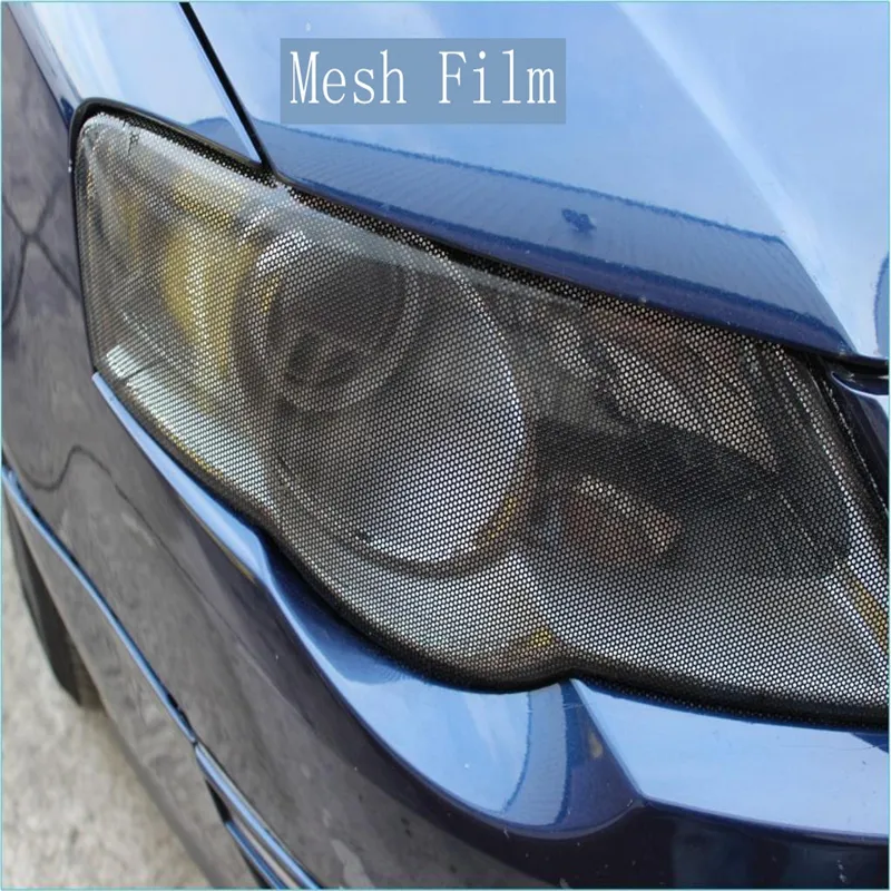 Road Legal Fly Eye Tinted Perforated Mesh Headlight Window Tint Film 1