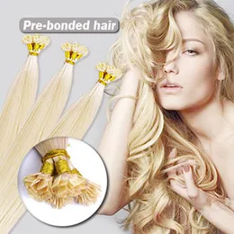 Hurtownie - 400s / Lot 16 "-24" Pre Keratyna Flat-Tip Human Hair Extension # 613 Light Blonde, 0,6 g / s 60g / set