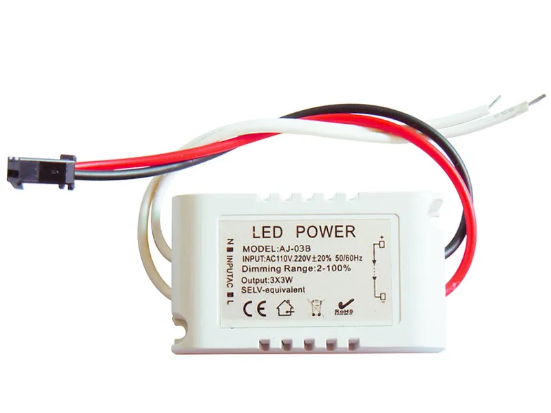 Dimmable LED Driver 9W 3x3W Waterproof AC 85-265V DC 9-12V 600mA - Best ...