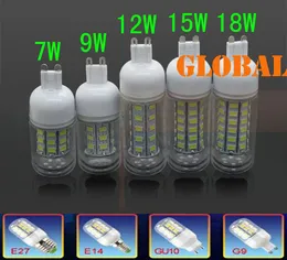 安価なLEDコーンライトE27 LED電球チャンデリアキャンドル7W 12W 15W 18W SMD 5730 5630カバー56 LED E26 GU10 E14 B22 G9温かい白い高。