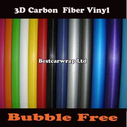 3M Kvalitet 3D Black Carbon Fiber Vinyl Wrap Car Wrapping Film Sheets With Air Drain Top Quality 1 52x30M Roll 4 98x98ft270J