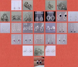 Hot Sales 2014 Lipiec Nowy Motyl Heart Horse Kryształ Mix 30 Styl Lady Girl Earring 925 Sterling Silver Earring 50 Pair / Lot