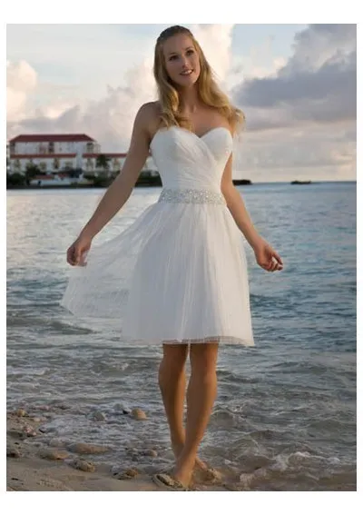 Elegant Tulle Sweetheart Rhinestone Short Beach Wedding Dress From Beautypalace 48.61 DHgate.Com