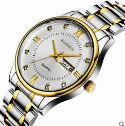 Men Luxury Business GUANQIN Watch Quartz Steel Dual Calendar Noctilucous Men Wristwatch + Box GQ80156