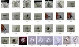 2014 Mid- juli New Hot Sale 925 Silver Smycken 30st Fashion Multi Styles Finger Crystal Rings Storlek 7,8, Mix 30 stilar