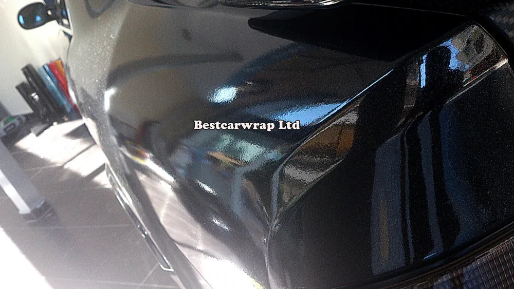 Gloss Metallic Black Vinyl Wrap With Glitter For Car Wrap With Air Bubble  Free Pearl Black Vehicle Boat Covering Size:1.52*20M/Roll From Bestcarwrap,  $301.51