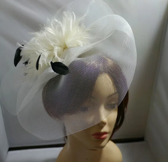 chinese dress ladies Lawie Women Girls Royal Blue Large Mesh Flower Wide Brim Tea Party  Fascinator Hat British Cocktail Easter Church Ladies Dress Hats Queen Fancy  Organza Bonnet Spring Sunday Garden Party Hat Cap Costume main image 0