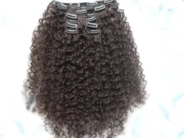 new arrival malaysia virgin afro kinky curly hair weft clip in kinky curly dark brown 2color human extensions