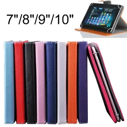 Ny 7 8 9 10 tum PU Läderfodral Inbyggt kort Buckled Cover Protector Skin med hållare till Epad Apad Laptop Tablet PC Mid