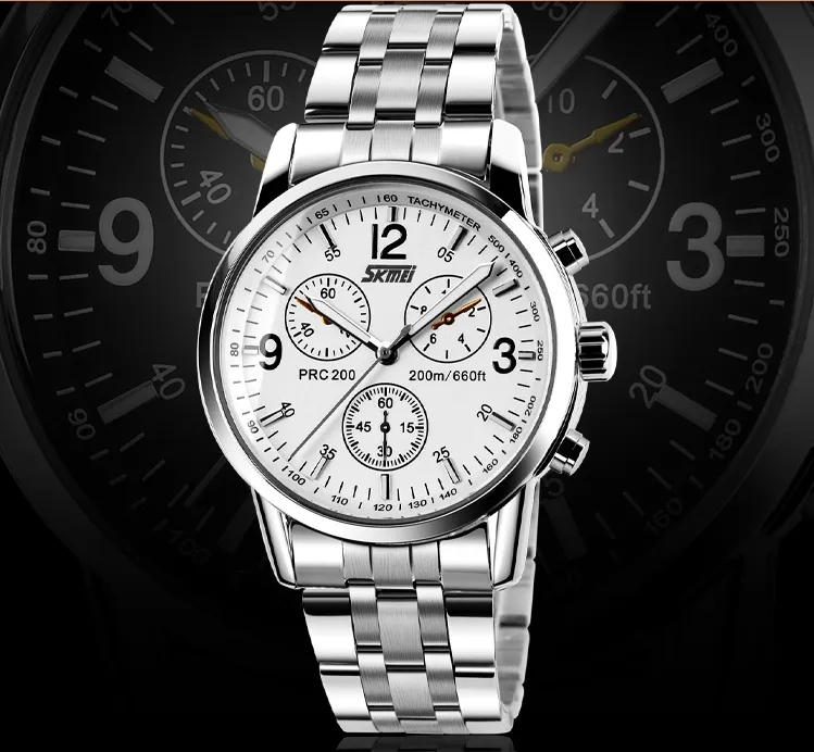 New fashion mens sport watch SKMEI quartz watches stainless steel band wristwatch SK02