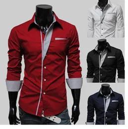 NEUES populäres Art und Weise Luxuxstilvolles beiläufiges Designer-Kleid-Hemd-Muskel-passendes freies Verschiffen der Farben der Hemden 4