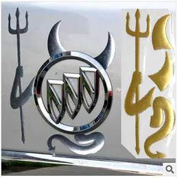 50 Adet / grup Altın Gümüş araba 3D Krom Şeytan Çıkartması Kamyon Iblis Çıkartmalar Amblem Logo Kağıt Araba Aksesuarları Ücretsiz Nakliye