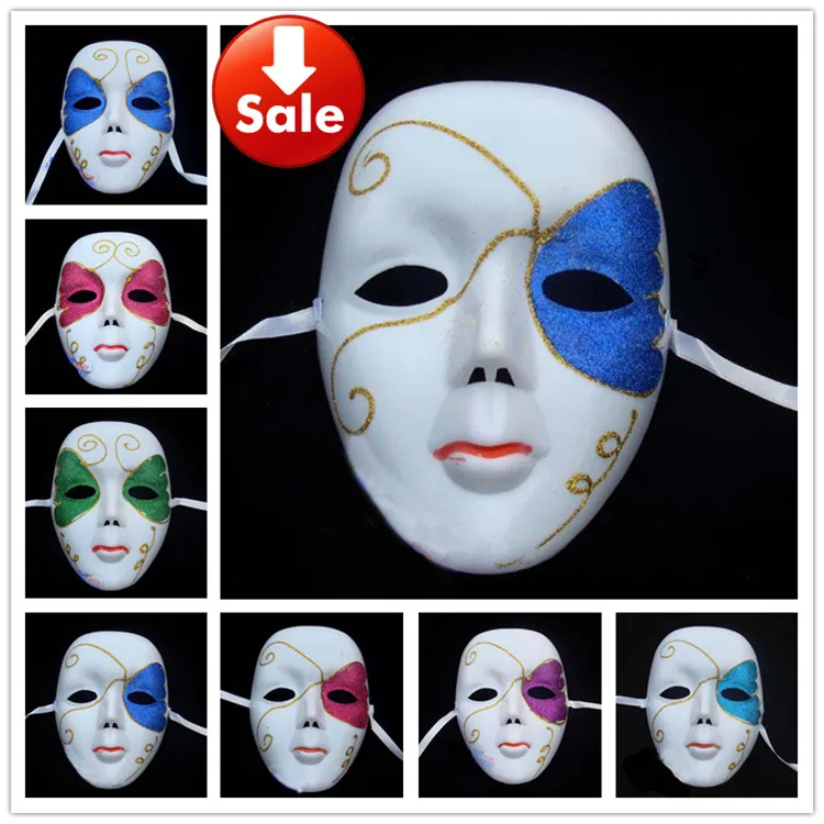 Maschere per feste bianche a pieno facciale Carnevale Hip Hop Costume da  ballo Mardi Gras Prop Maschera veneziana per feste in maschera Maschera di