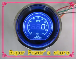New 2 "（52mm）EVO LCDデジタル油圧計PSI塗り/オートゲージ/オートメタル/タコメータ/カーメーター/カラー：赤と青