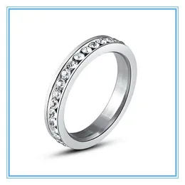 (10 pcs / lote, puede mezclar el tamaño) para hombres para hombre al por mayor joyas de joyería de lotes de canal de zircon plata 316L acero inoxidable CZ anillos de boda