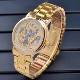 Ny ankomst MCE Men Watch, Diamants Ring Gold Skeleton Automatisk mekanisk klocka för män MC28