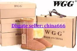 Dorp Frakt 8Colors Hot Selling Fashion High Quality WGG Brand Genuine Läder Fur Warm Winter Snow Boots Plus Storlek Kvinna US5-13 Storlek