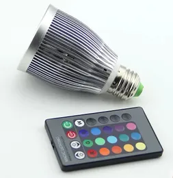 COB alta calidad del bulbo 15W RGB LED AC85-265V E27 cambiable del color RGB LED con mando a distancia IR envío libre